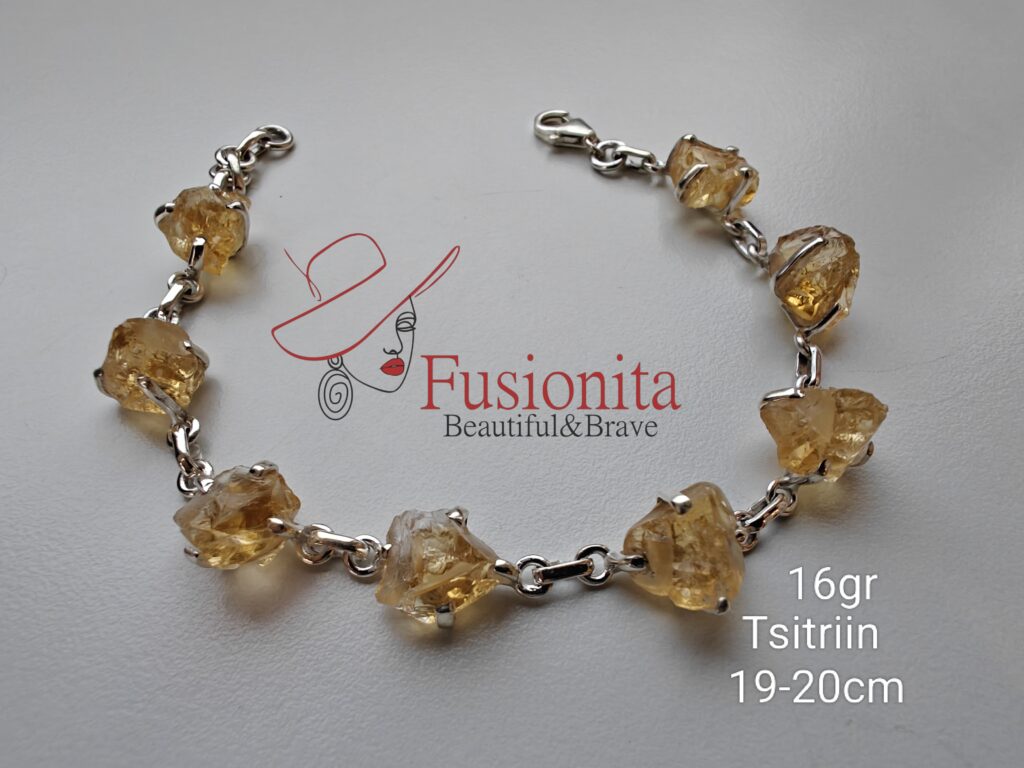 Käekett, pooltöödeldud kollaste läbipaistvate tsitriinidega