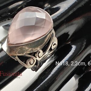 Filigraanne roosa kvartsiga hõbesõrmus