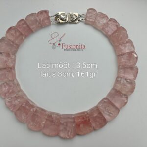 Roosa kvarts toorkiviga kaelakee hõbelukuga