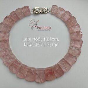 Roosa kvarts toorkiviga kaelakee hõbelukuga