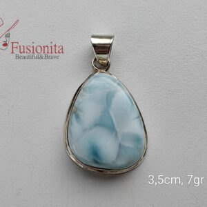 Unikaalne larimariga hõbekulon Tilgakujuline larimarkulon põneva naturaalse kivimustriga