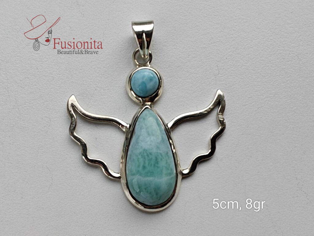 hõbeingel helesinise larimar kiviga