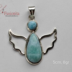 hõbeingel helesinise larimar kiviga